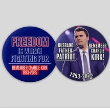 Charlie Kirk Memorial Buttons Political Conservative Assassination Remember TPUS