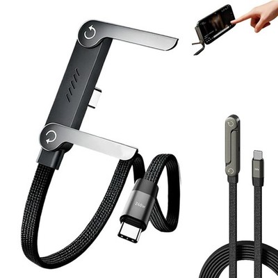 2-in-1 Invisible Holder Charger Cable 240W Fast Charging Cord with Phone Stand