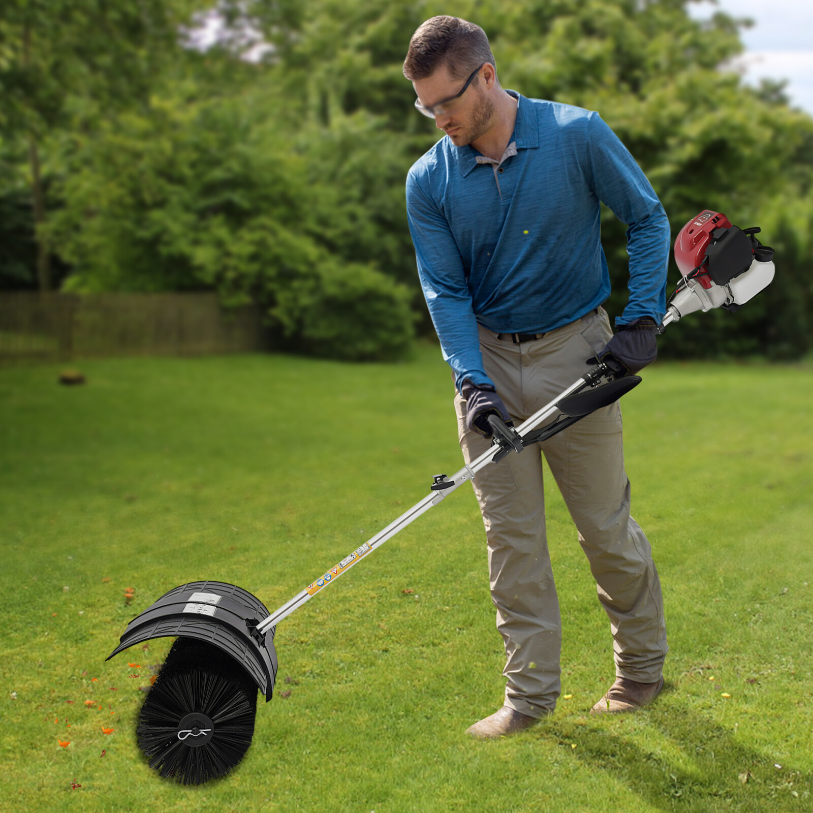 4Stroke 31CC Gas Power Brush Broom Driveway Sweeper Artificial Grass