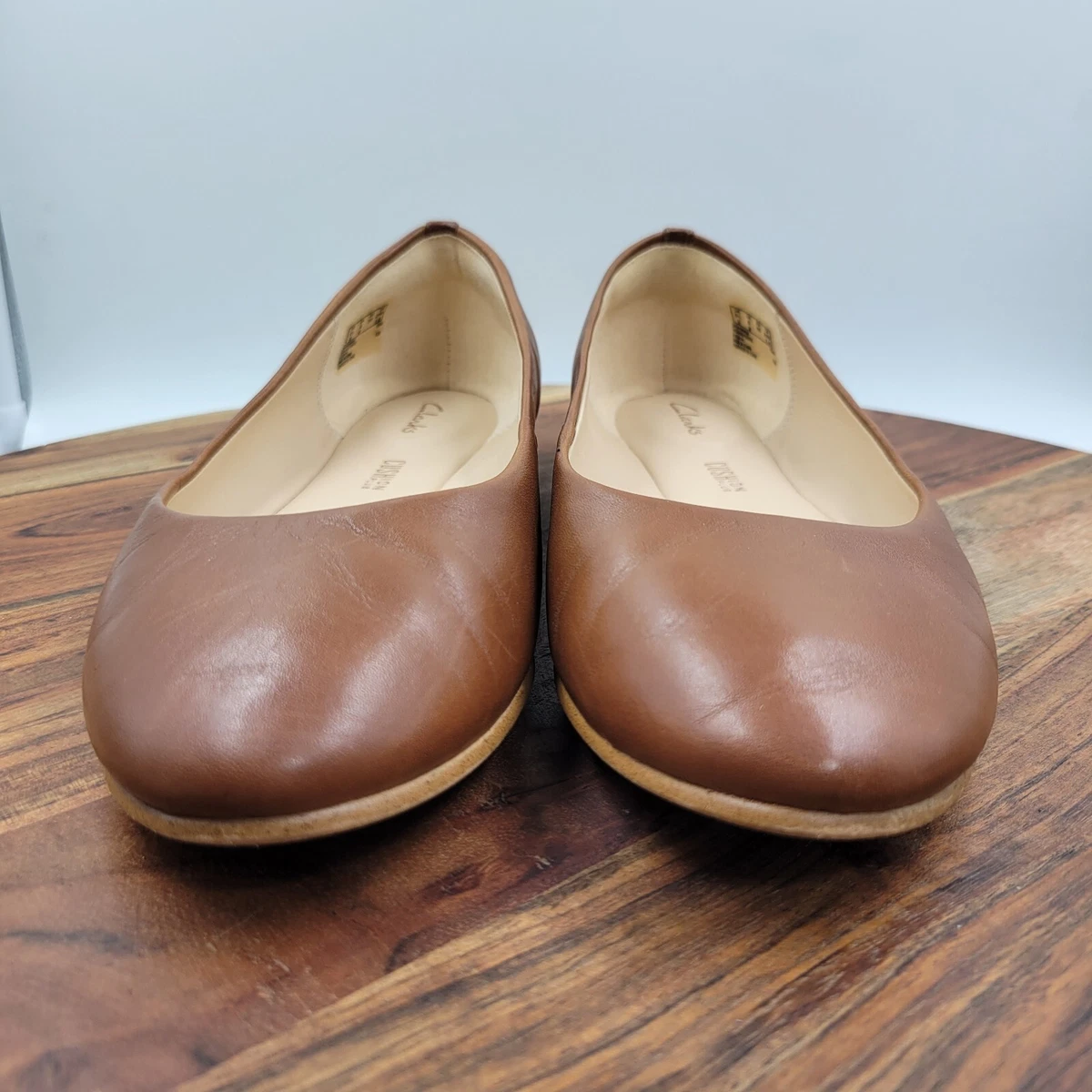 Clarks Cushion Plus Ballet Flat Shoes 8M Brown Leather Loafers | eBay