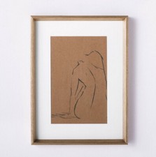 Studio McGee Threshold 12" 16" Woman Figural Sketch Framed Wall Art Tan NEW