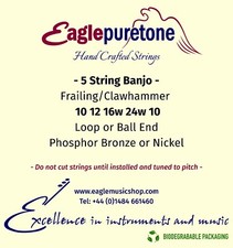 Eagle-Puretone Frailing/Clawhammer 5-string Banjo Set 10, 12, 16w, 24w, 10