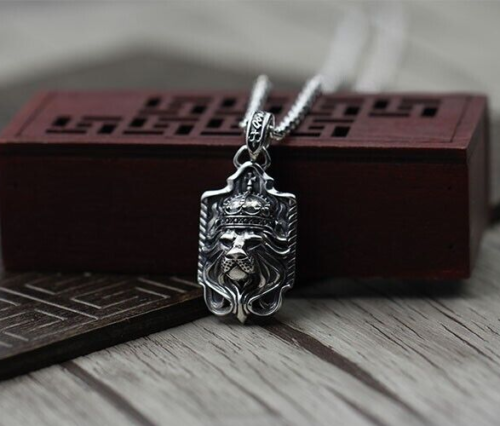 Mini collier pendentif argent sterling 925 Roi Lion - Photo 1/6