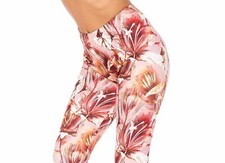 Reg One Size Mocha Floral Leggings by USA Fashion Creamy Soft Leggings