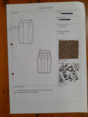 Schnittmuster - Damen Bleistiftrock mit aufgesetzten Taschen - Original - Gr. 10/12