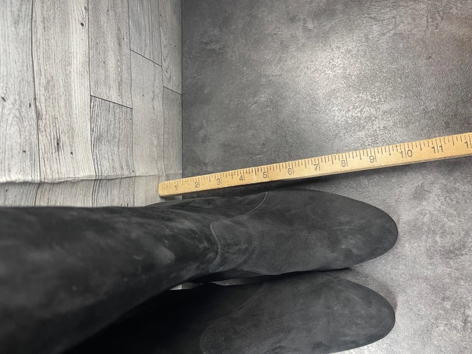 Gianvito Rossi Botas hasta la rodilla Mujer 9.5M Zapatos Negro Gamuza Tacón bloque Comodidad Foto 4 de 4