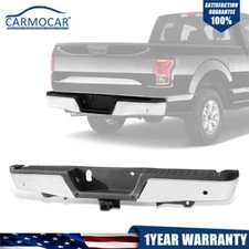 Rear Step Bumper Chrome w/ Sensor Hole For Ford F-150 F150 2015-2020 w/ Max Tow