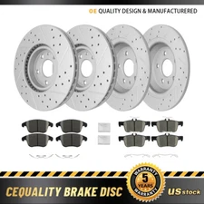 Front & Rear Drilled Brake Rotors + Ceramic Pads Kit For Ford Fusion Lincoln MKZ