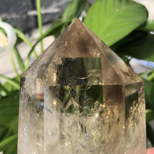 360g Natural Smokey Citrine Quartz Obelisk Quartz Crystal Point Wand XA5037 - Picture 8 of 12