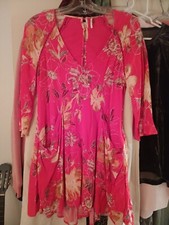 FREE PEOPLE, RED DRESS, FLORAL, SIZE 0