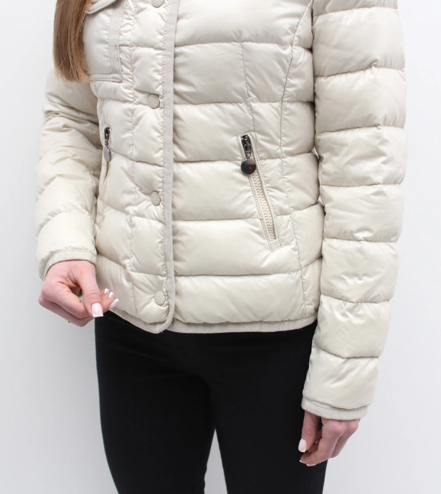 Giubbotto piumino trapuntato donna MONCLER Armoise con cappuccio bordo vera pelliccia taglia 1 S