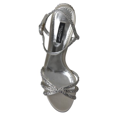 DOLCE & GABBANA Shoes Sandals Silver Crystal Ankle Strap EU40/ US9