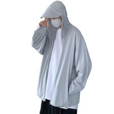Men UV Protection Jacket Shirt Hooded Top Thin Long Sleeve Ice Silk Hoodie Hoody