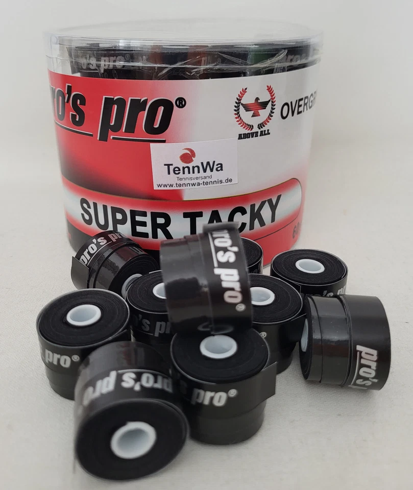 Tipp: 10er Pack Pros Pro Super Tacky Griffband, schwarz, Overgrip 0,5mm - Bild 1 von 1