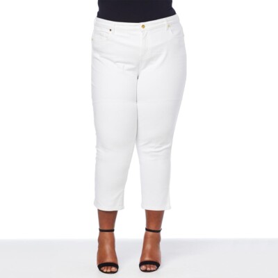 plus size 18WT IMAN White Global Chic Straight Crop Jeans new