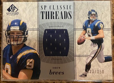 2002 Upper Deck SP Classic Threads Relic #CC-BR Drew Brees No 333 of 350