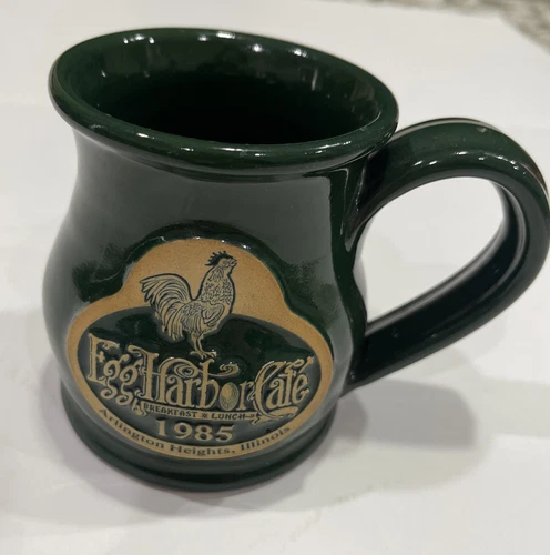 Egg Harbor Cafe Mug Green Illinois New Deneen Pottery Rare