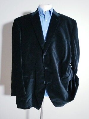 54L Calvin Klein Solid Jet Black Velvet Velour Cotton Sport Coat