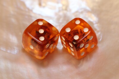 2 Bernstein Würfel - Backgammon - Tavla - Gesellschafts-Spiele - 14 x 14 - AMBER