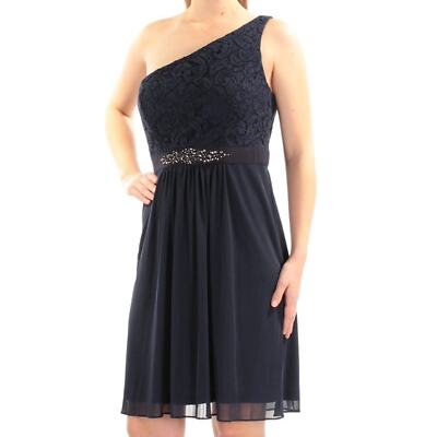$159 Adrianna Papell Black Lace One Shoulder Fit & Flare Dress 14 NWT A965  | eBay