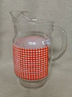 Vintage Anchor Hocking Red Gingham Pitcher 10” tall