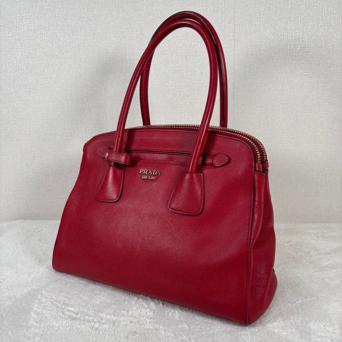 PRADA Women's 2way Handbag Shoulder Bag Leather Red
