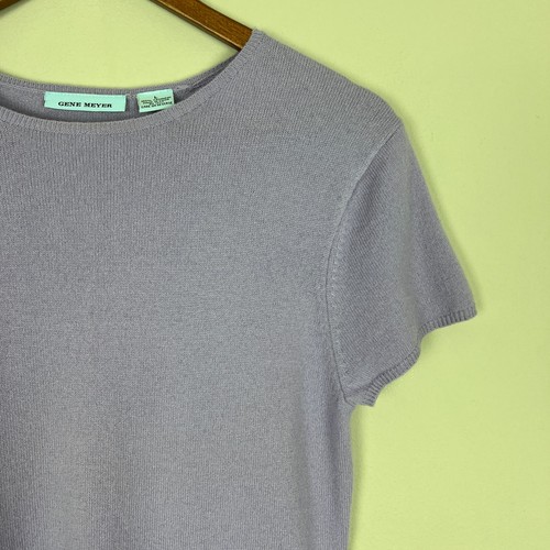 Gene Meyer Cashmere Sweater Womens Large Purple Crewneck Short Sleeve Classic L - Picture 3 of 7
