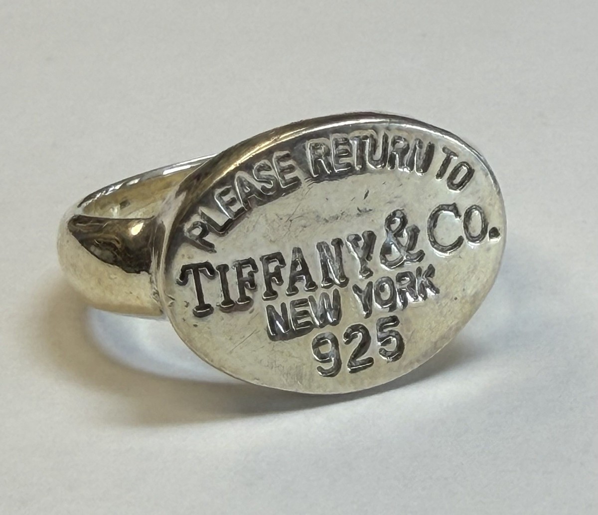 Size 10 3/4 Tiffany & Co Oval Signet Ring in Sterling Silver 8.5