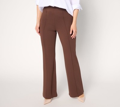 Studio Park Women's Pants Sz M x Sandra Bennett Pull-On Ponte Flare Brown