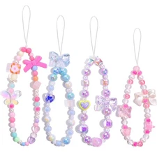 4 PCS Cute Phone Charms Aesthetic Y2K Cellphone Wrist Strap Bedazzling Bear B...