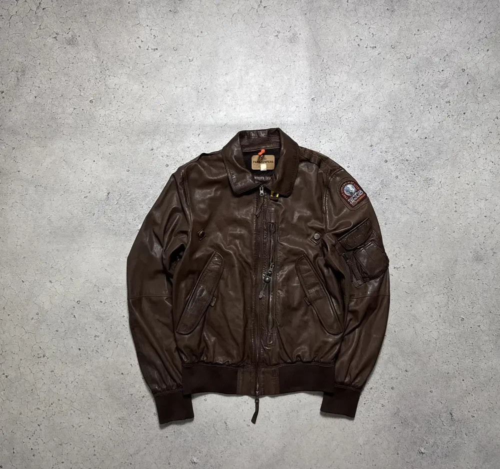 Parajumpers PJS Leather Bomber Jacket Brown Size M Rare | eBay