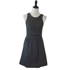 Madewell Pierside Zip Back Dress Sz M Black White Stripes Fit & Flare