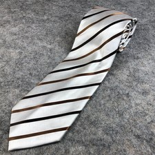 BCBG Attitude Silver Brown Stripe Silk Necktie 58x3.75 Men's