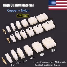 1/2/3/4/6/8 Pin Plug Electrical Wire Connector Male Female 6.3mm Terminals Block