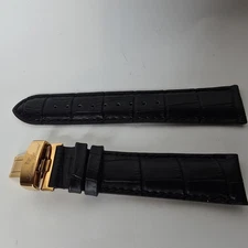 Lucien Piccard Watch Strap Band Black Leather 22mm