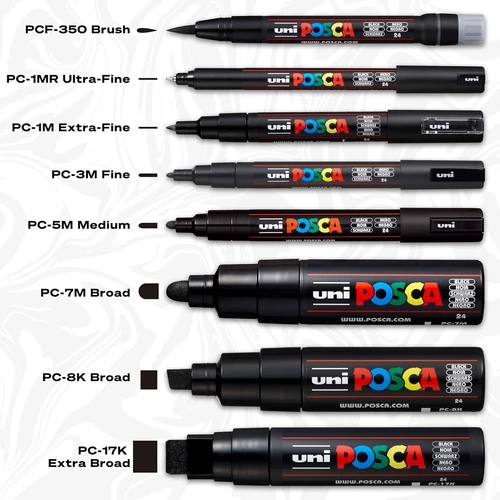 15 Posca Paint Markers, 5M Medium Posca Markers Set with Reversible Tips of Acry - Picture 5 of 11