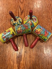 Vintage 1940's /1950  s Tin Toy Noise Maker Lot 5 metal toy Party