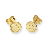 Gold Getauchtes Sterlingsilber Rund Knopf Ohrstecker