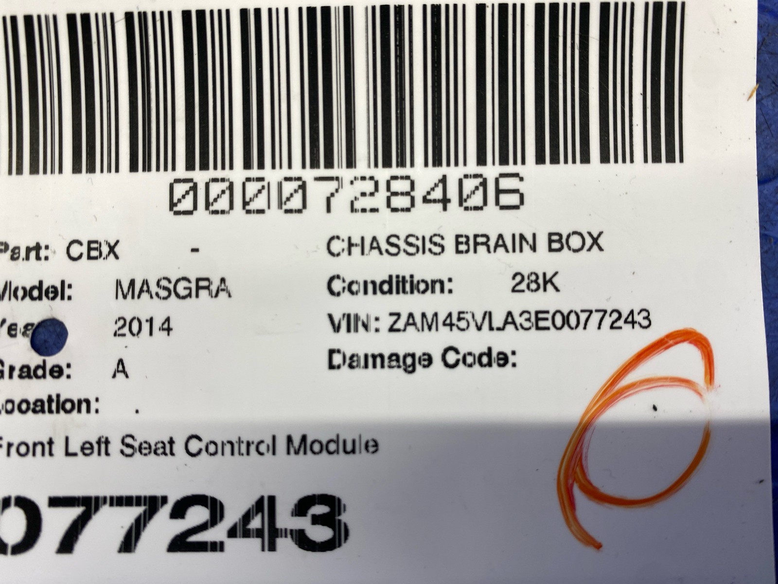 2008 - 2019 Maserati Granturismo Oem Front Left Seat Control Module Unit 285991