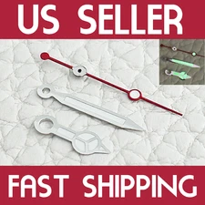 Polished Silver/Red "MERC" Watch Hands For Mod NH35,NH36,7s26,7s36. Green Lume
