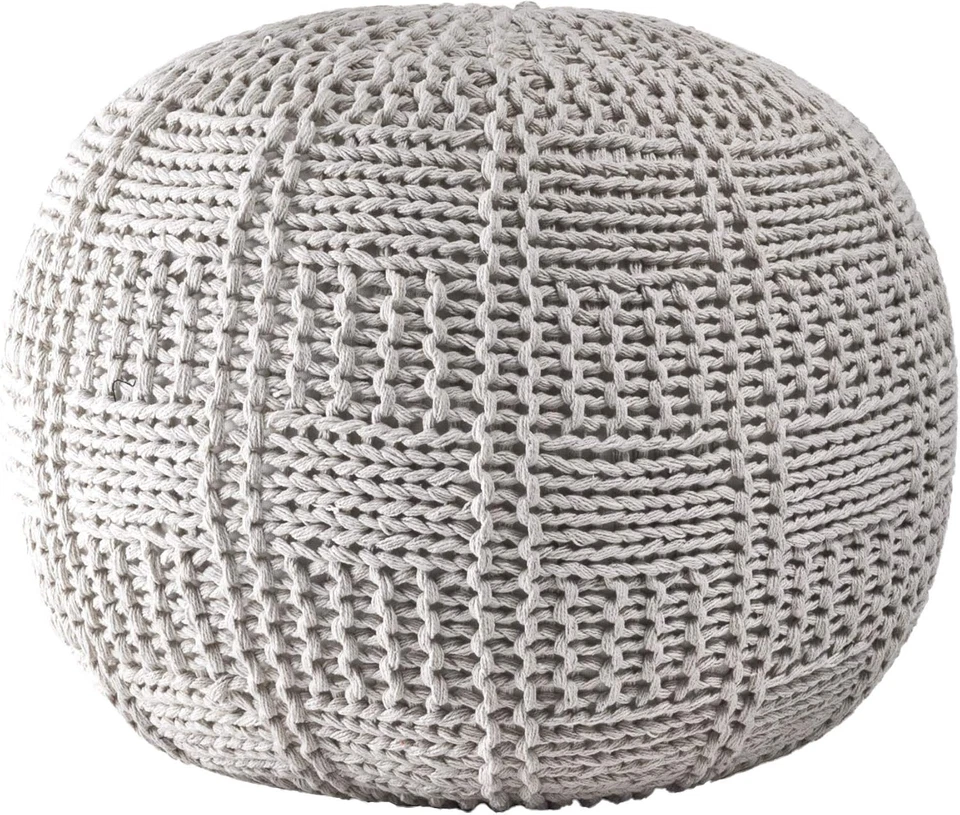 Berlin Casual Knitted Filled Ottoman Pouf - Image 3 of 4