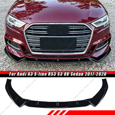 Gloss Black Front Lip Splitter For Audi A3 Rs3 S3 8v S-line Sedan 2017-20 Gloss Black Front Lip Splitter For Audi A3 Rs3 S3 8v S-line Sedan 2017-20