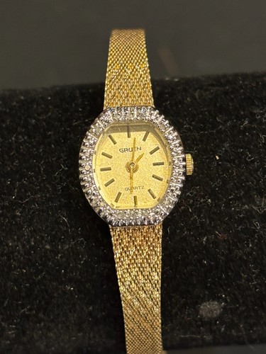 VTG GRUEN Womens Watch Gold & Silver Two-Tone Dress Tested ~ Keeps Accurate Time