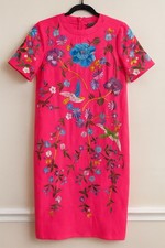 ASOS pink midi dress embroidered flower birds.size 4 formal  johnny was style