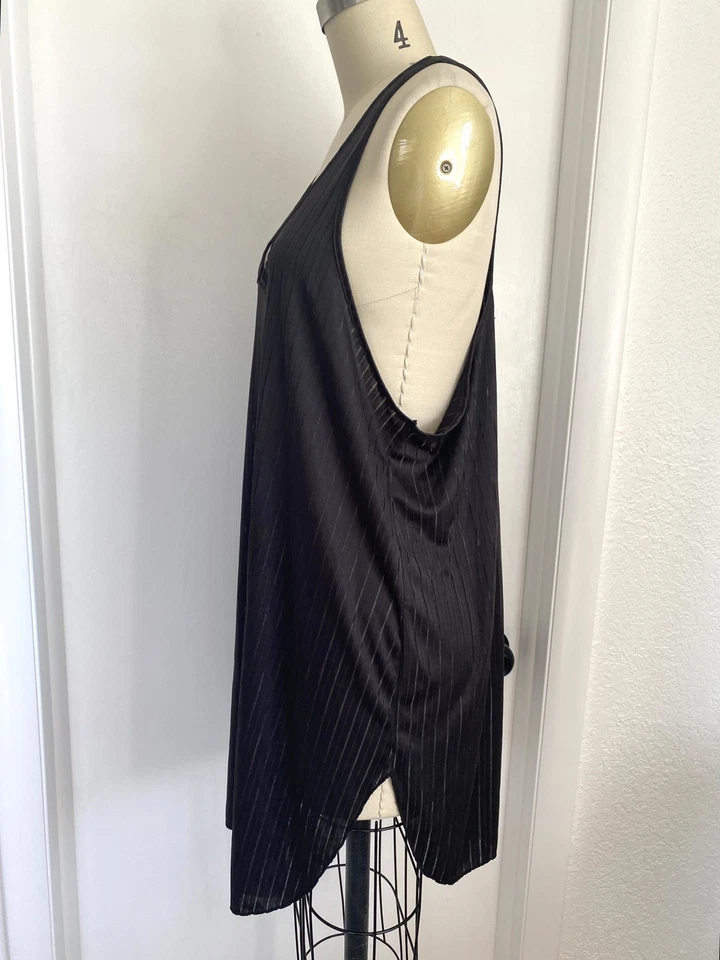 De Colección SEDOSO Suave Negro Camisón Largo Brillante Nylon Vestido Ropa Encubierta Talla L Foto 3 de 4
