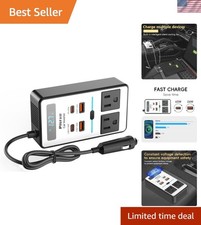200W Car Power Inverter with 2 AC Outlets  4 USB Ports for Ultimate Convenience