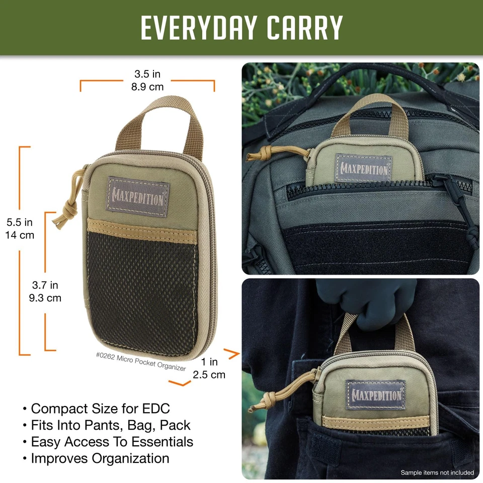 Micro organizador de bolsillo (caqui) Foto 2 de 4