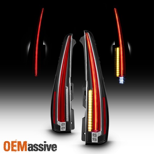 Fit 2007-2014 Chevy Tahoe Suburban | GMC Yukon 2 in 1 LED Tail Lights Set Black - Picture 2 of 8