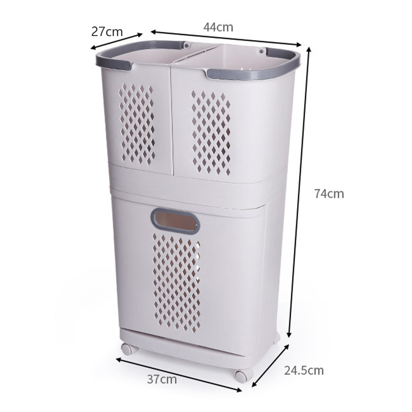 Laundry Basket Bottom Opening Closing Design Dirty Clothes Hamper With Storage-image