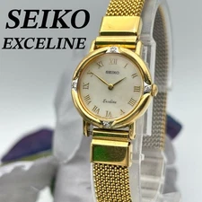 Seiko Exceline 4P Diamond Bezel Gold Watch Authentic Used